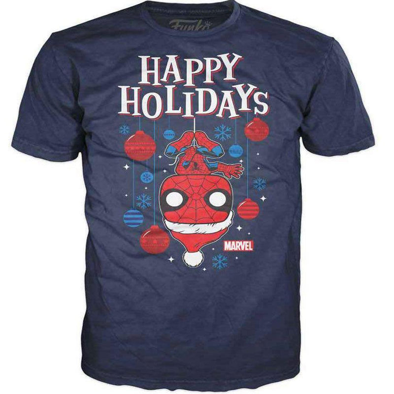IN STOCK: Marvel Holiday Spider-Man Funko Tee: Festive Comfort in All Sizes - PPJoe Pop Protectors